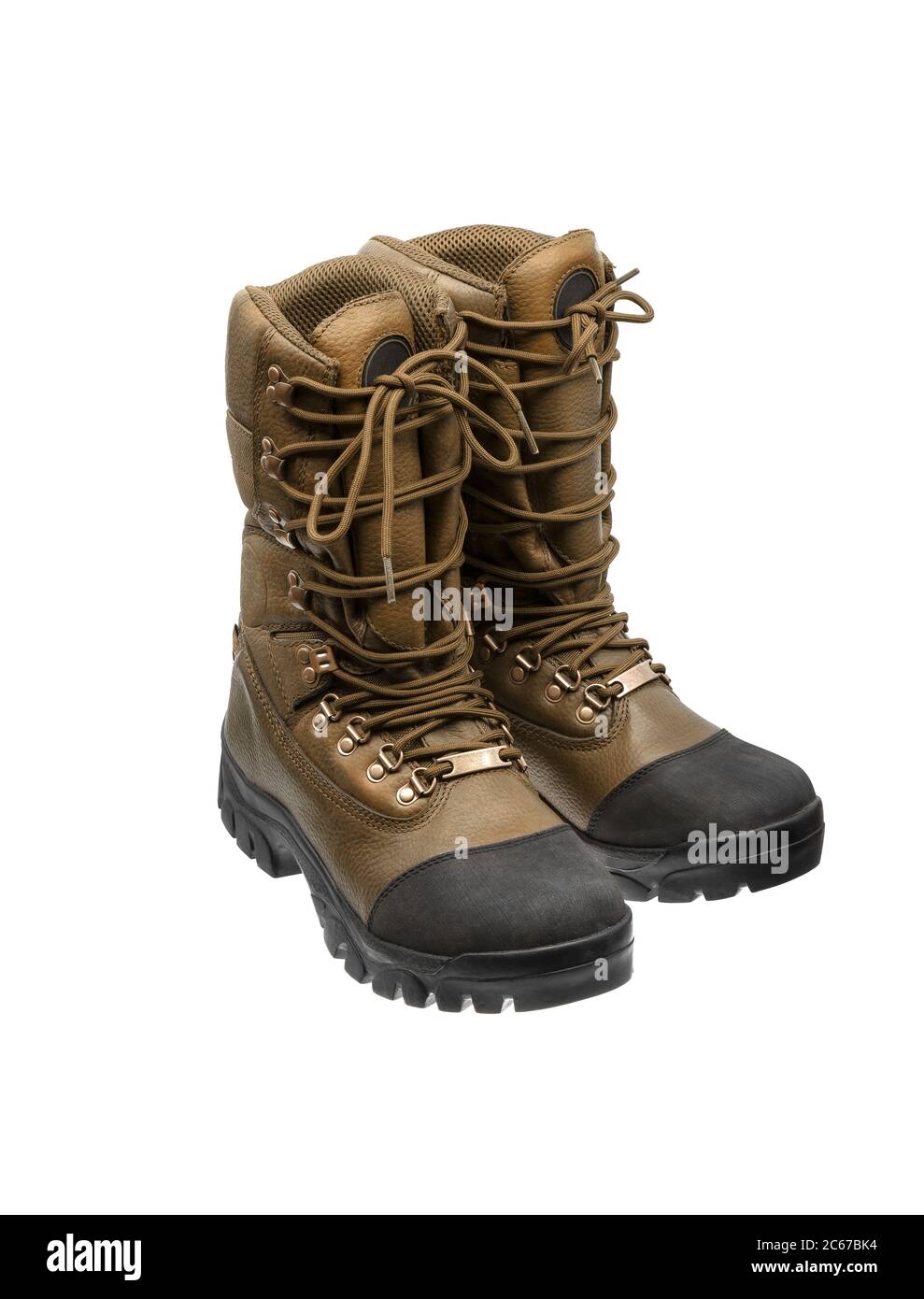 Modern mountain boots isolate on a white background. Shoes for outdoor
