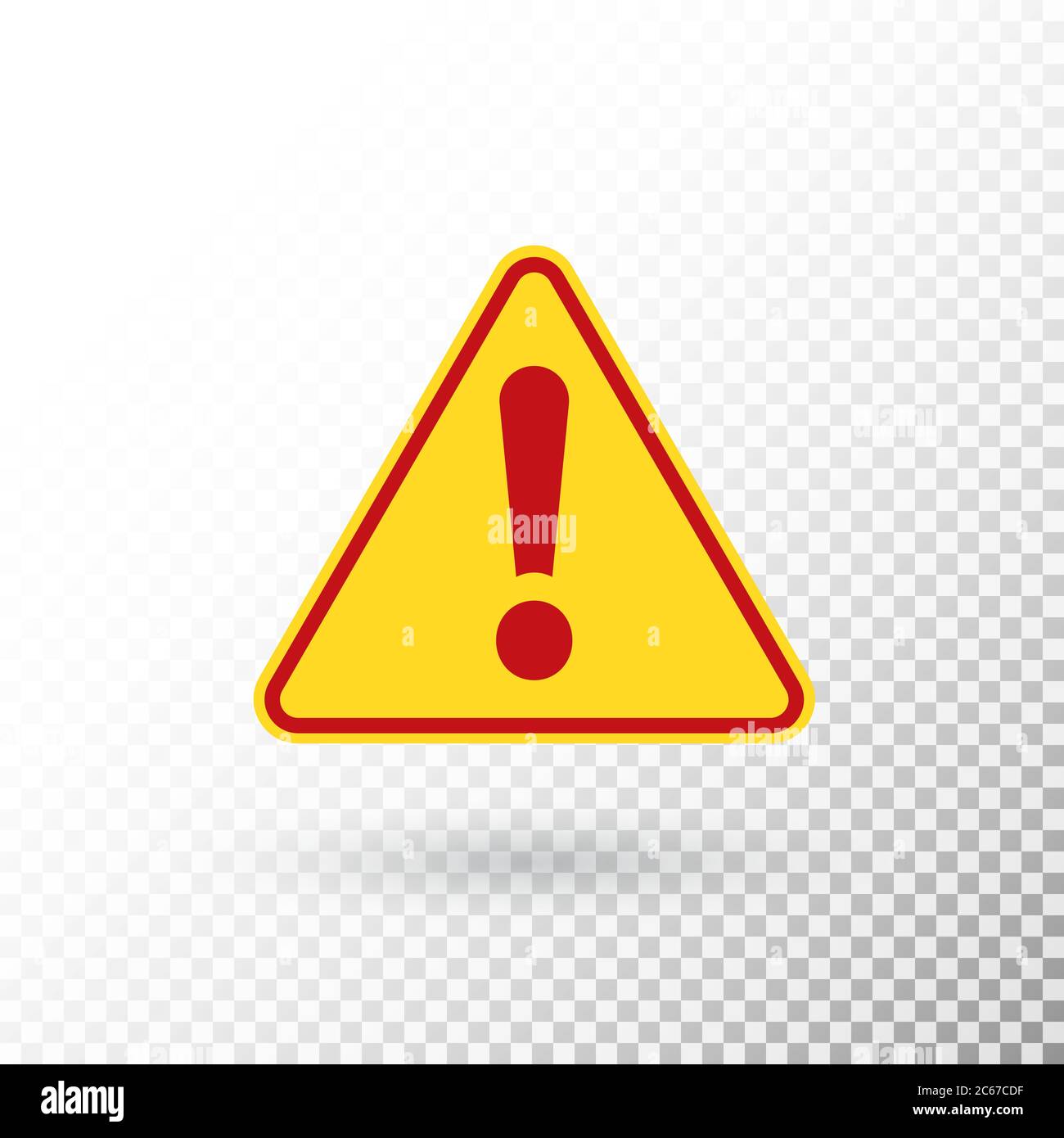 Warning symbol. Attention button. Red exclamation mark in yellow