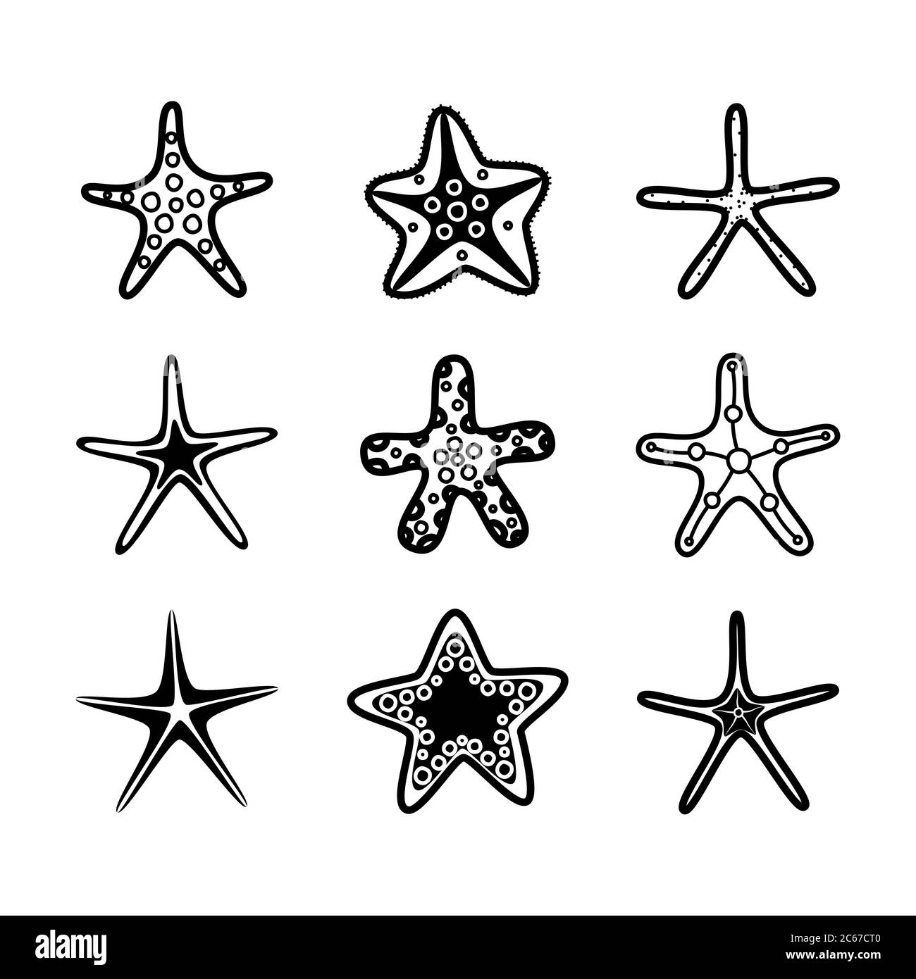 Starfish set. Underwater background Cartoon starfish Vector illustration. Stock Vector