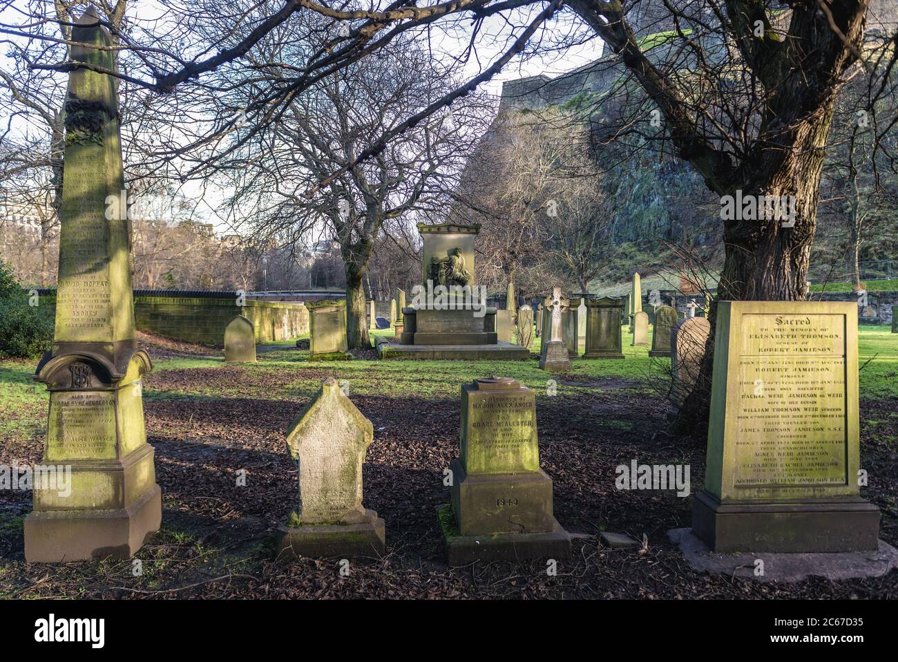 Cemetery of Parish Church of St Cuthbert in Edinburgh, the capital of