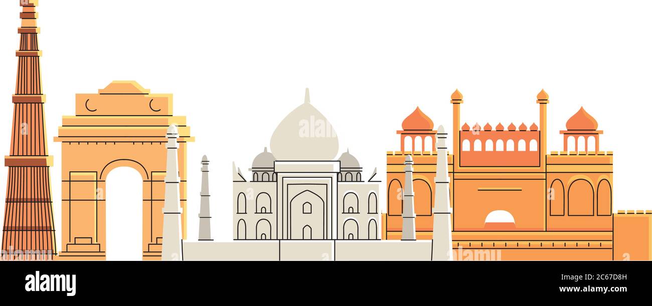 famous temples and monuments of india vector illustration design Stock Vector