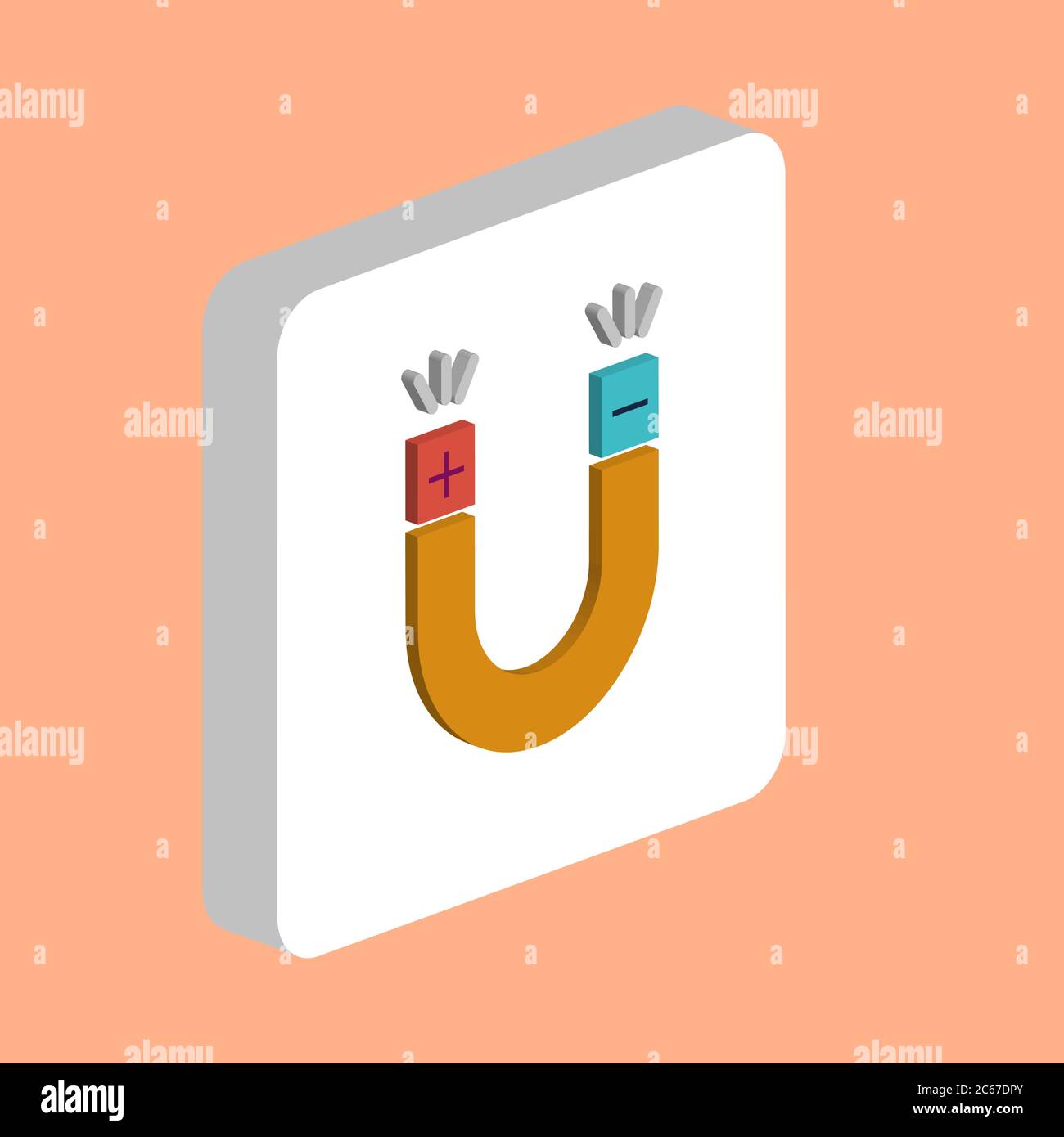 Magnet, Magnetism Simple vector icon. Illustration symbol design template for web mobile UI element. Perfect color isometric pictogram on 3d white squ Stock Vector
