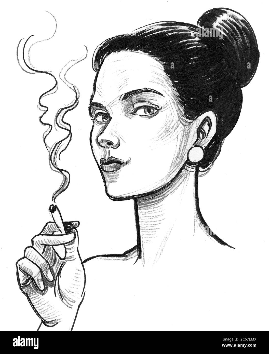 Smoking girl Drawing by Gaurav Sharma - Fine Art America
