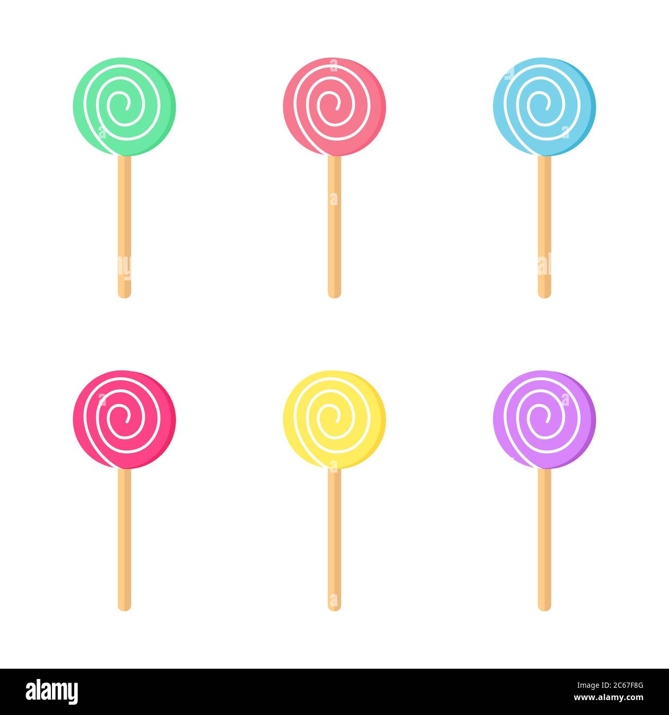 Lollipops color set. Candy on stick with twisted design. Vector ...