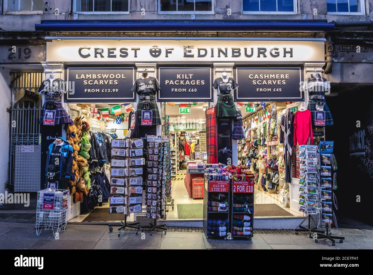 Crest Of Edinburgh gift shop on High Street in Edinburgh, the capital
