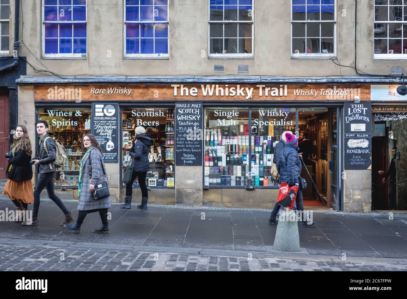 The Whisky Trail liquor store at High Street in Edinburgh, the capital