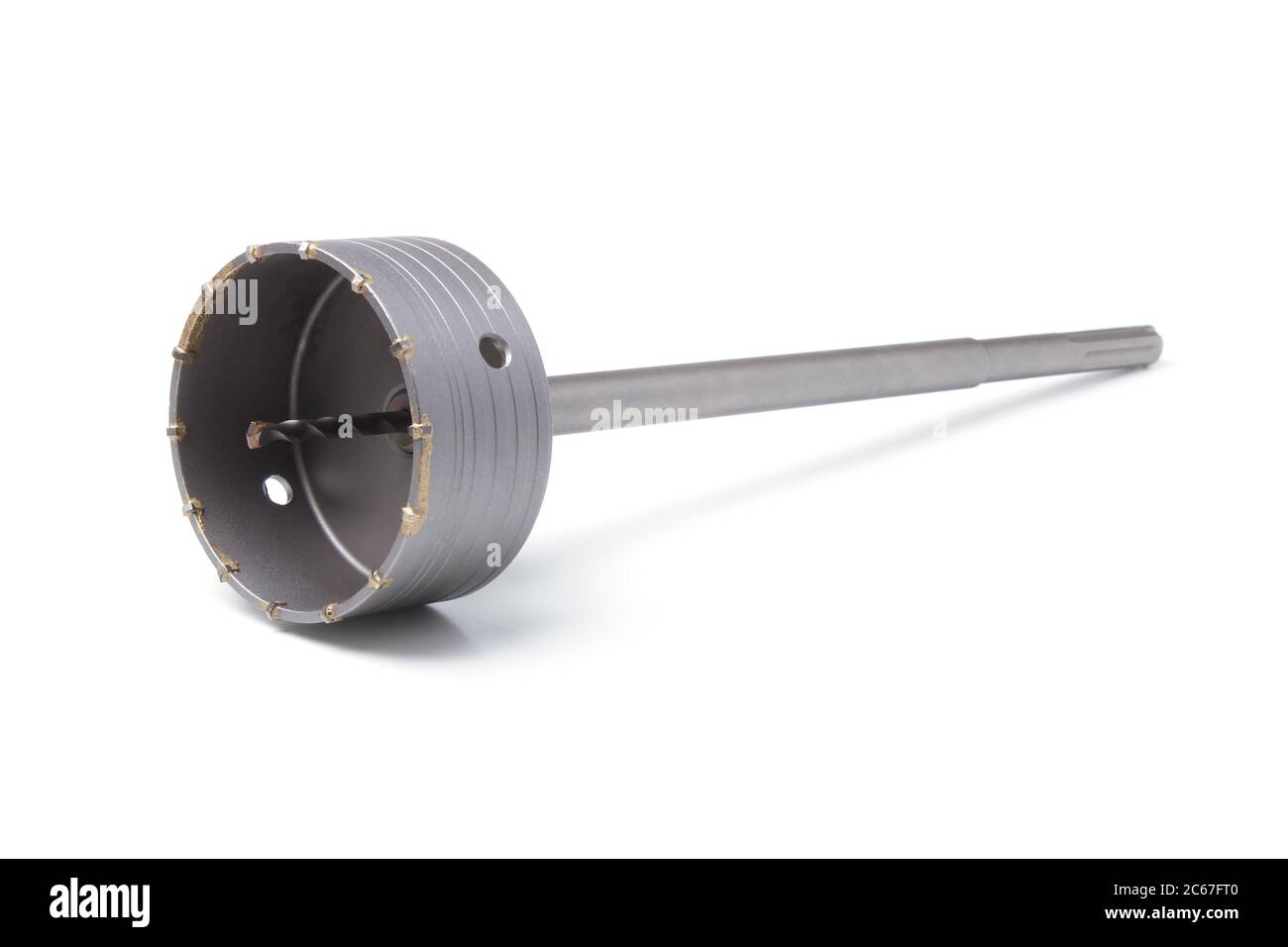 Metal crown for drilling largediameter holes in concrete with a shank