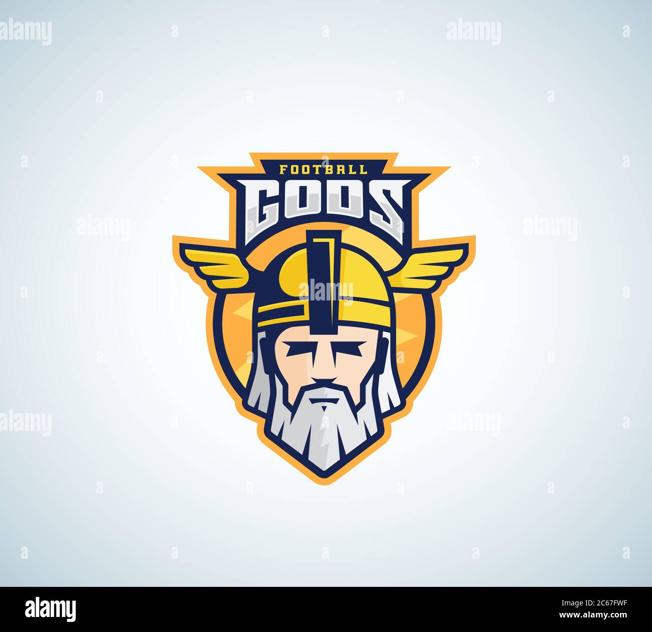 Football Gods Vector Sport Team or League Logo Template. Odin Face with