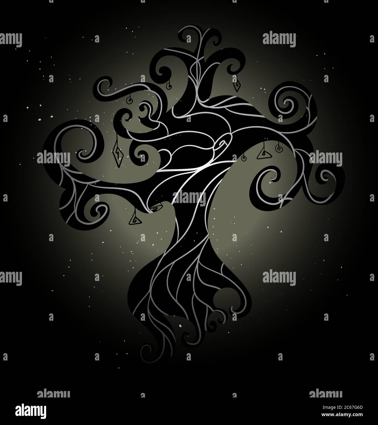 vector silhouette of a tree with roots over it Stock Vector