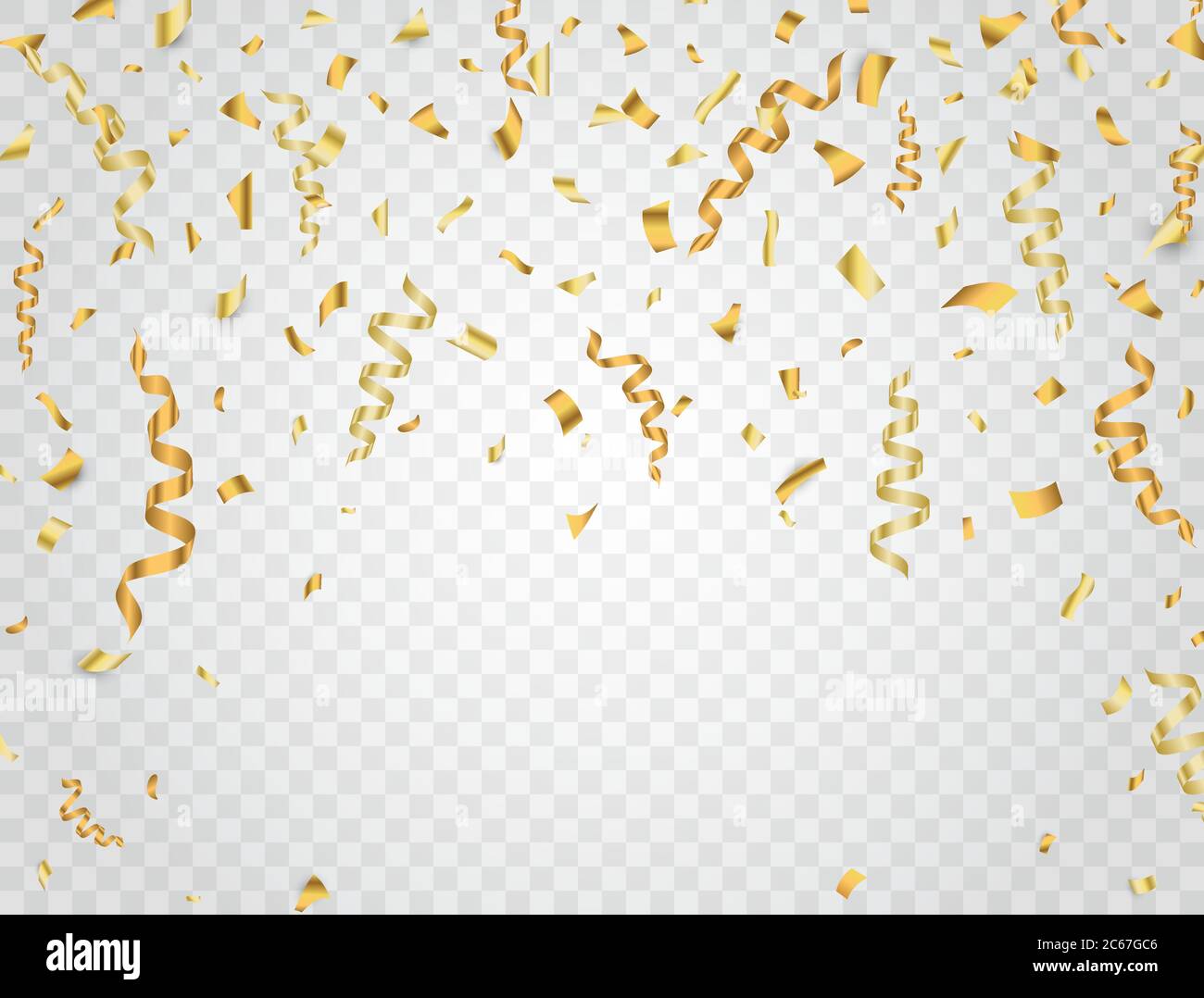Party background with gold confetti. Celebration background. Vector illustration. Stock Vector