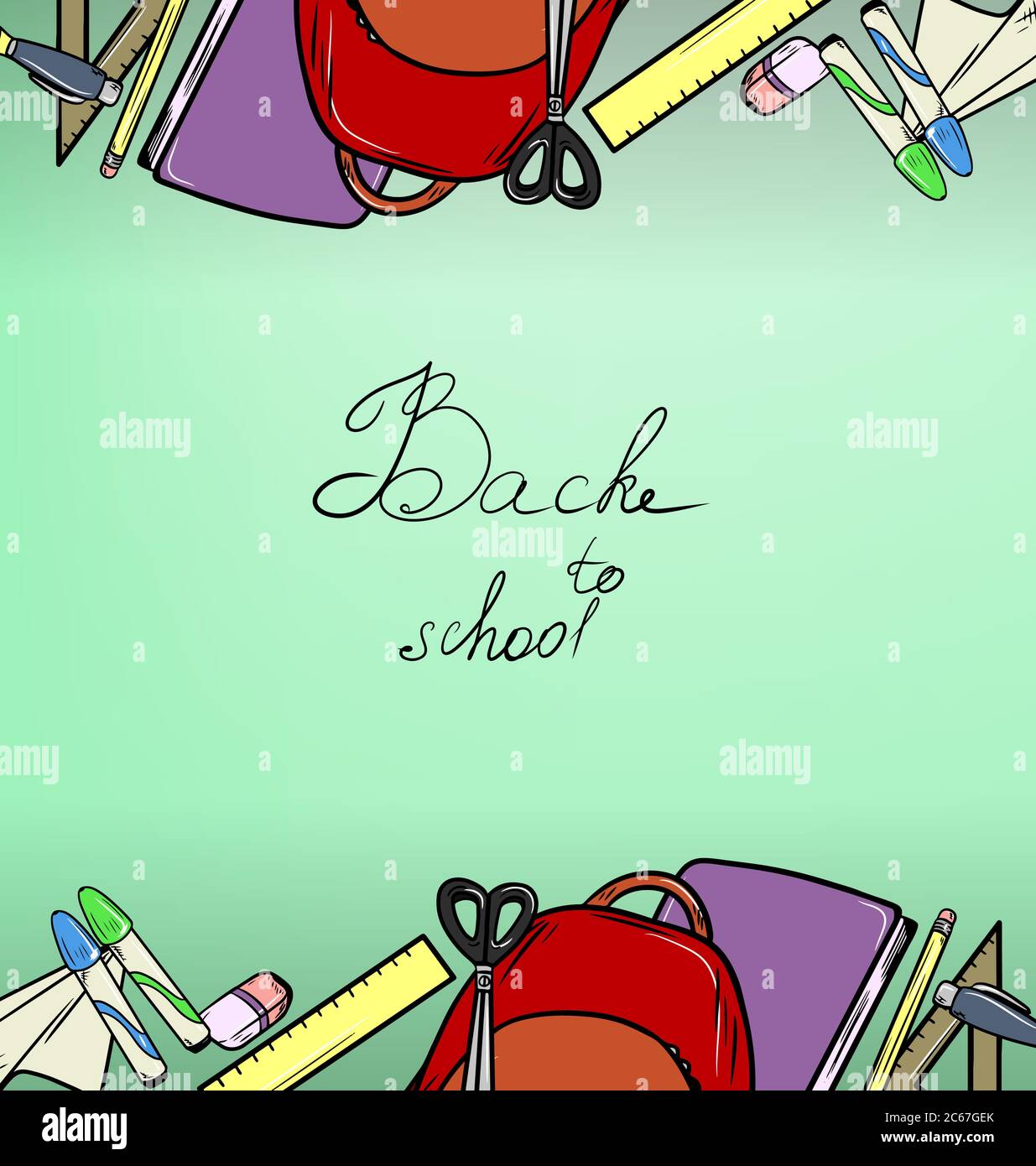 vector background with school supplies frame Stock Vector