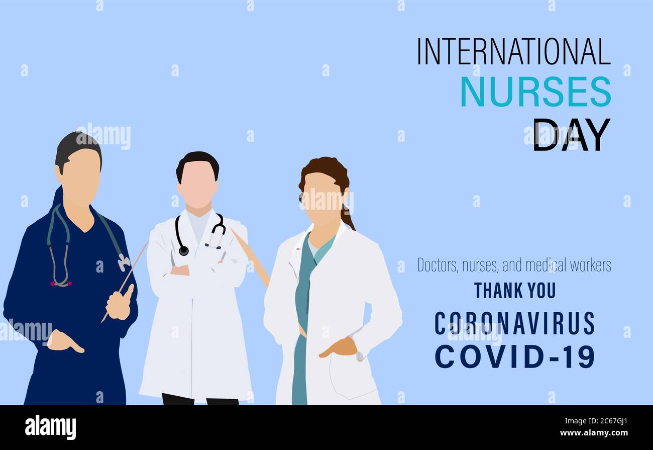 International Nurses Day poster showing a team of healthcare workers in ...