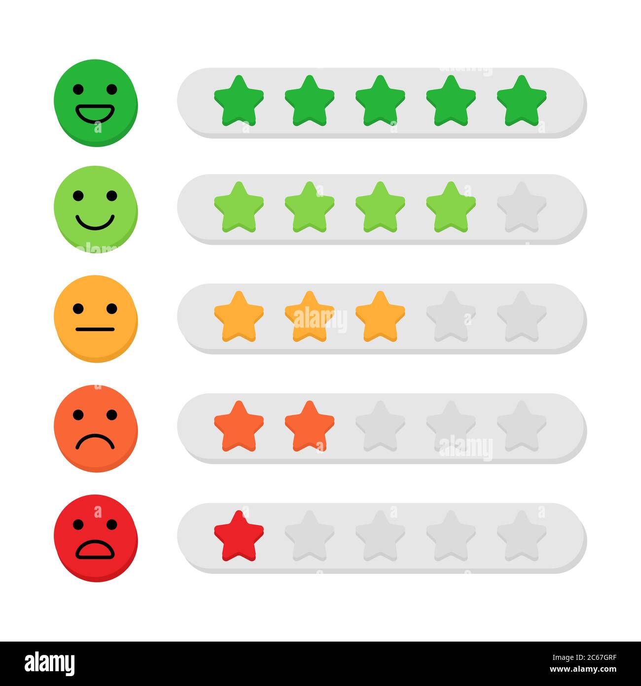 Feedback Concept Color Five Stars Rating And Emoji Scale For Web And 