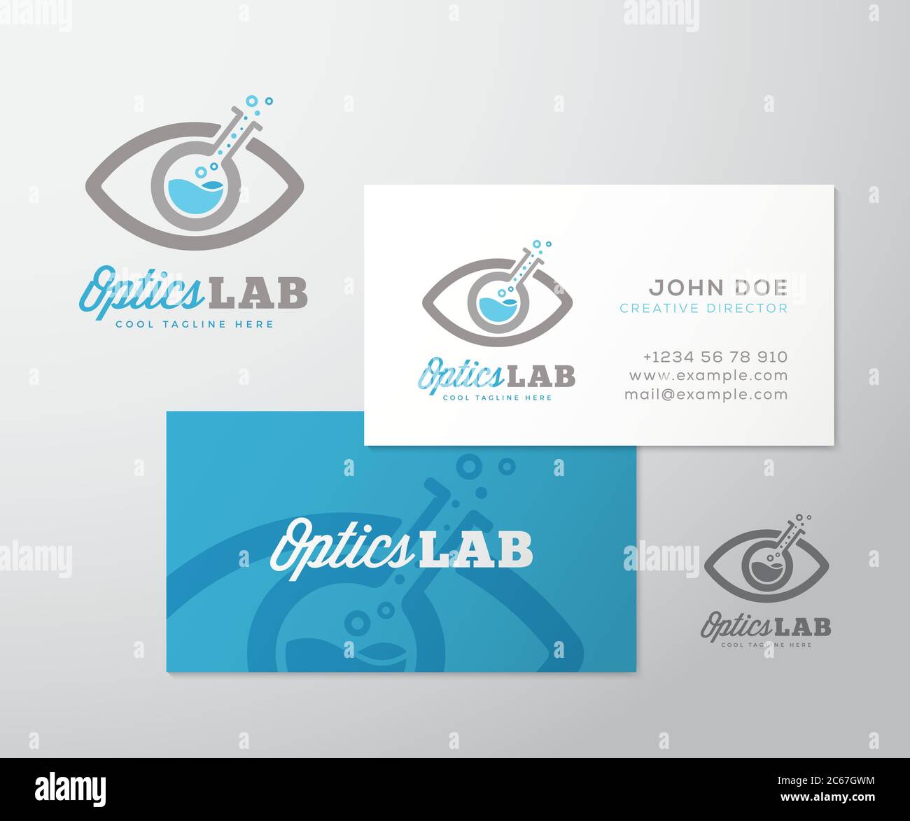 Optics Lab Abstract Vector Logo Template and Business Card Layout
