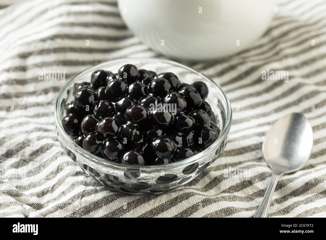 Raw Cooked Organic Tapioca Pearl Balls in a Bowl Stock Photo Alamy