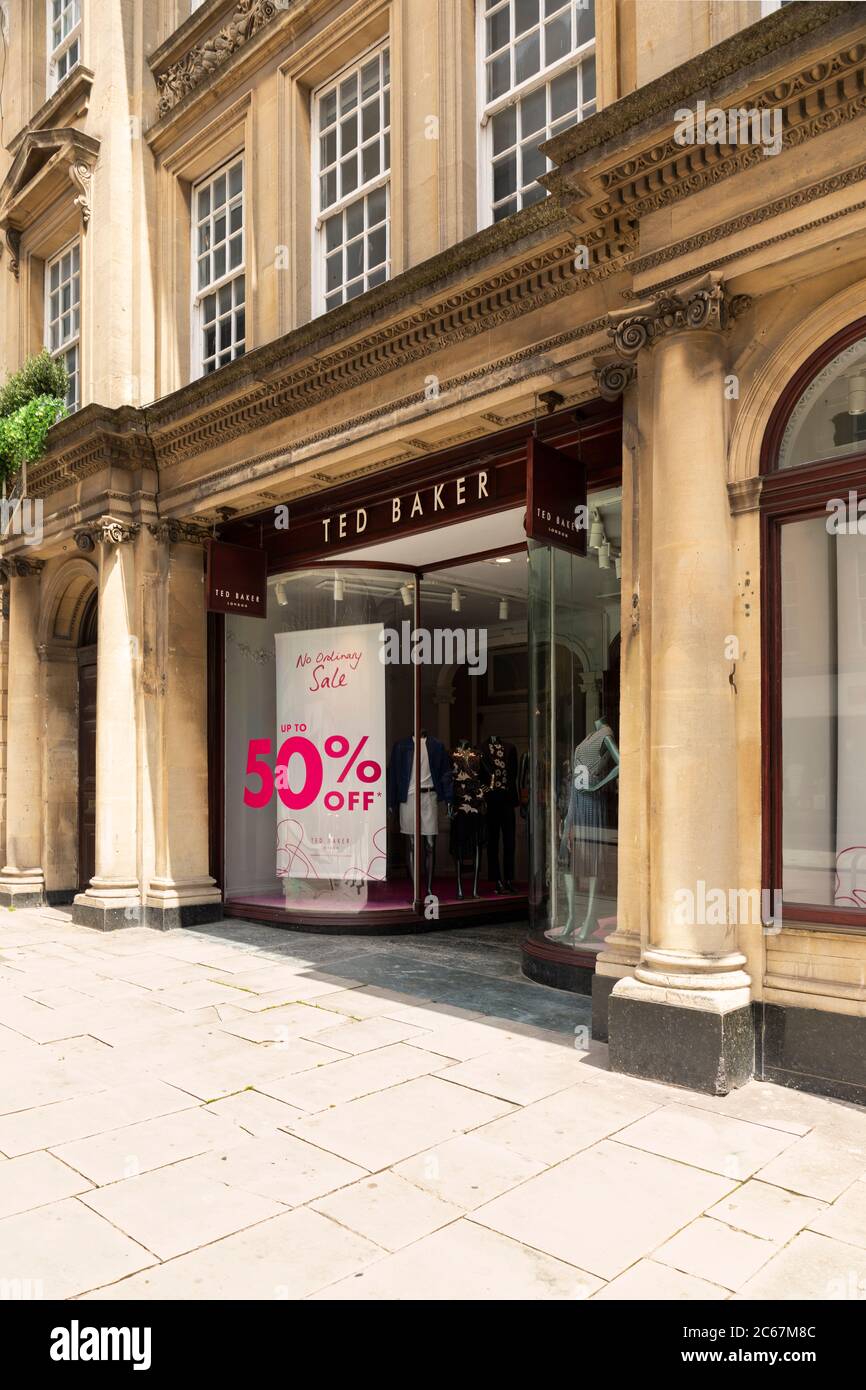 Sale with 50% off at the Ted Baker store in Milsom Street, Bath, Somerset,  England, UK Stock Photo - Alamy