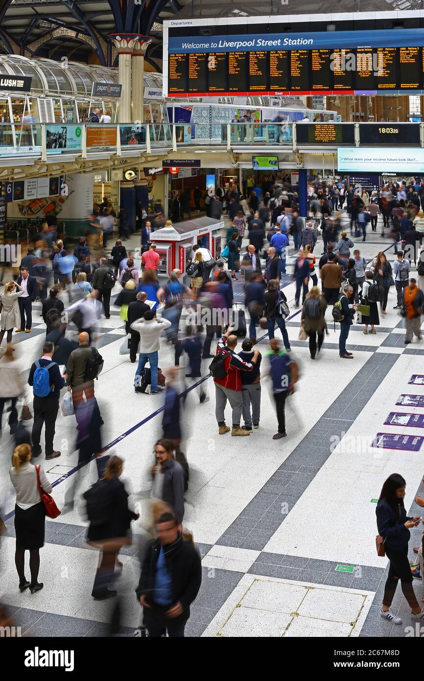 People moving in Liverpool street station, London Stock Photo