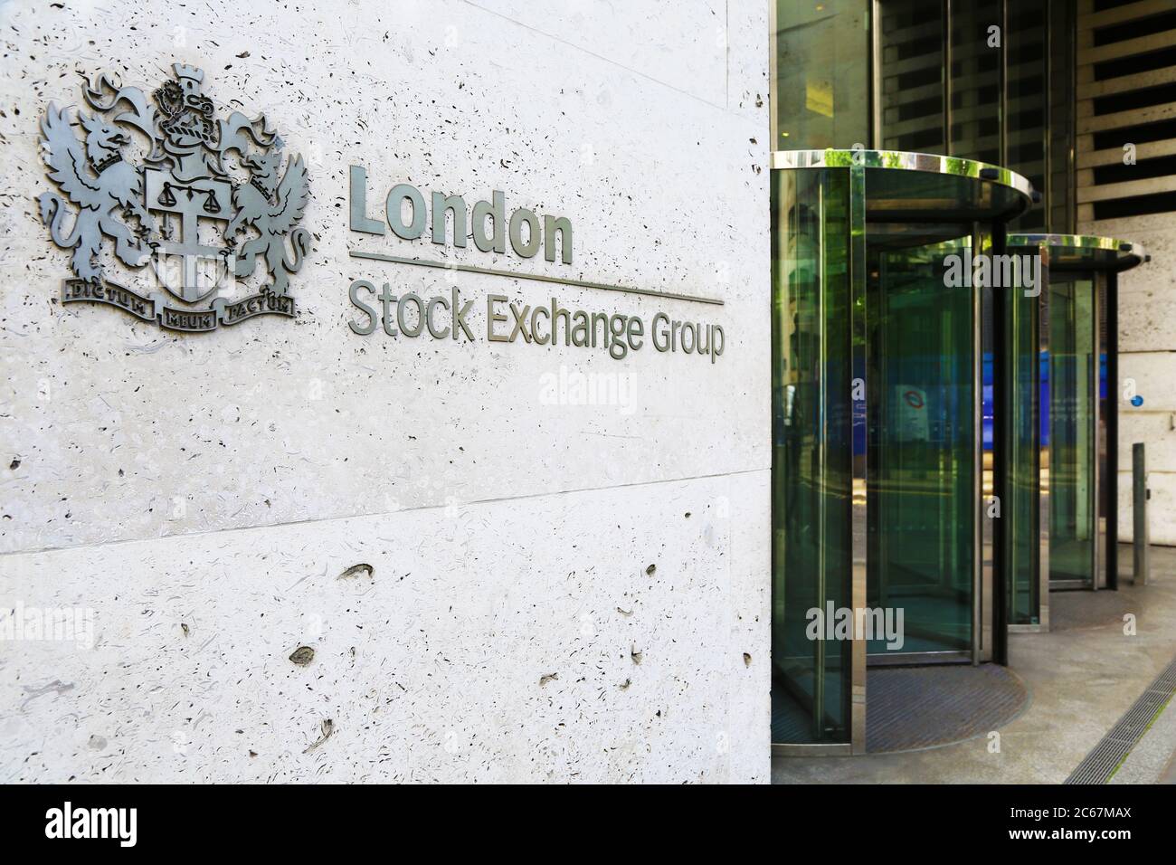 Entrance of London Stock Exchange. No people. Stock Photo