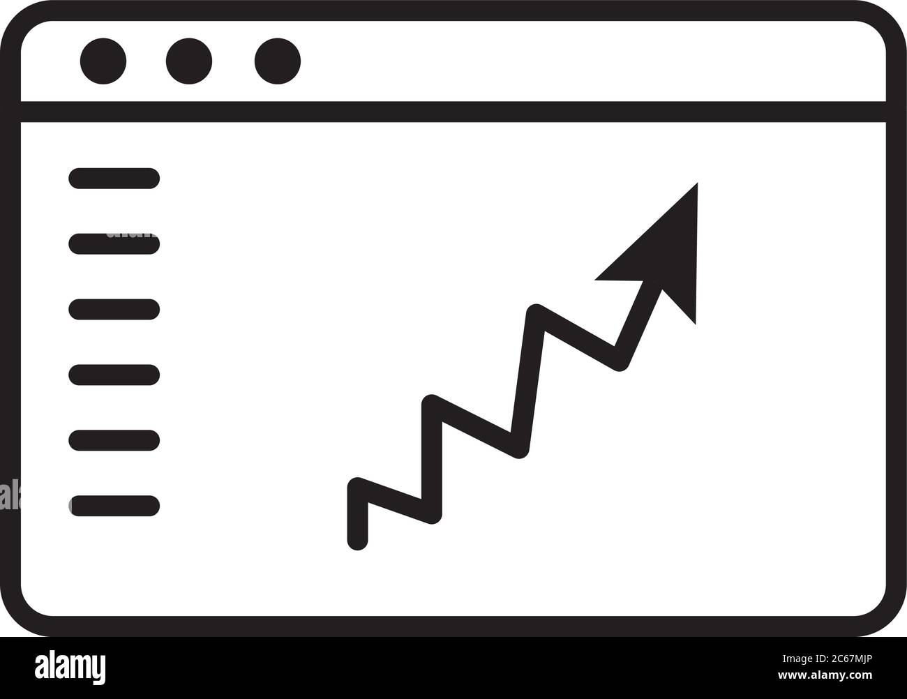 webpage with arrow statistic line style vector illustration design Stock Vector