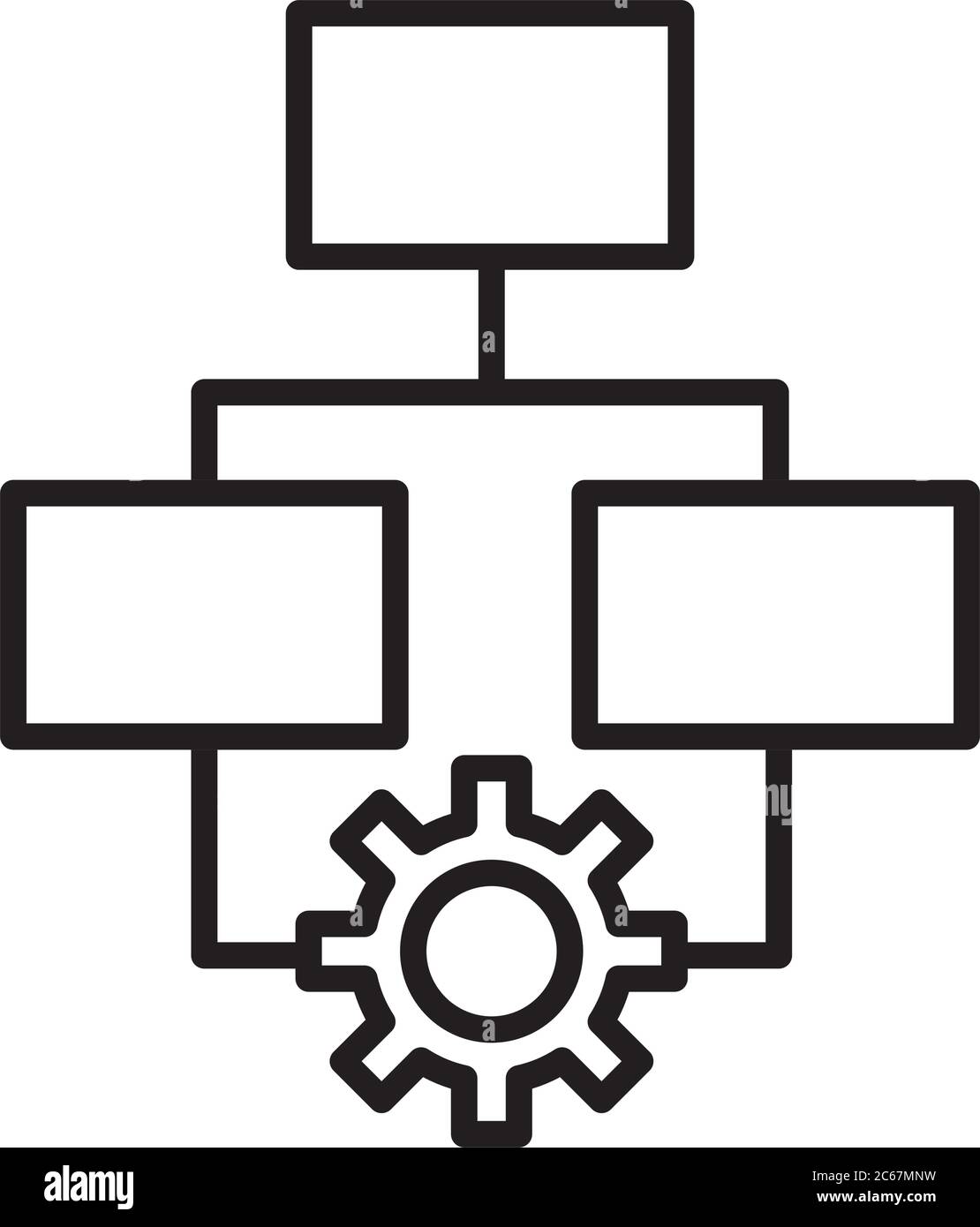 gear machine work with infographic line style icon vector illustration ...