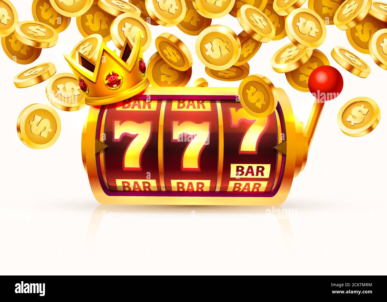Slots 777 banner, golden coins jackpot, Casino 3d cover, slot machines and roulette with cards. Vector illustration Stock Vector