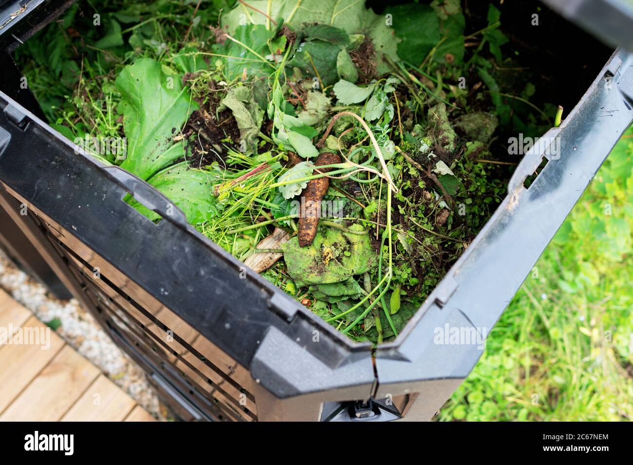Top view inside of compost container bin outdoors Stock Photo Alamy