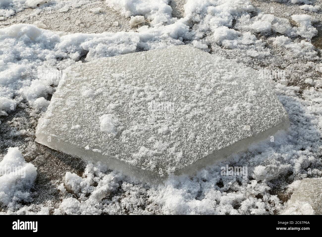 ice hexagon on the beach of river Elbe Stock Photo Alamy