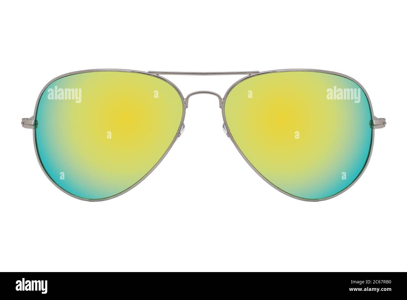 Green-Silver Lightweight Metal Aviator Mirrored Sunglasses with Green  Sunwear Lenses - Richard