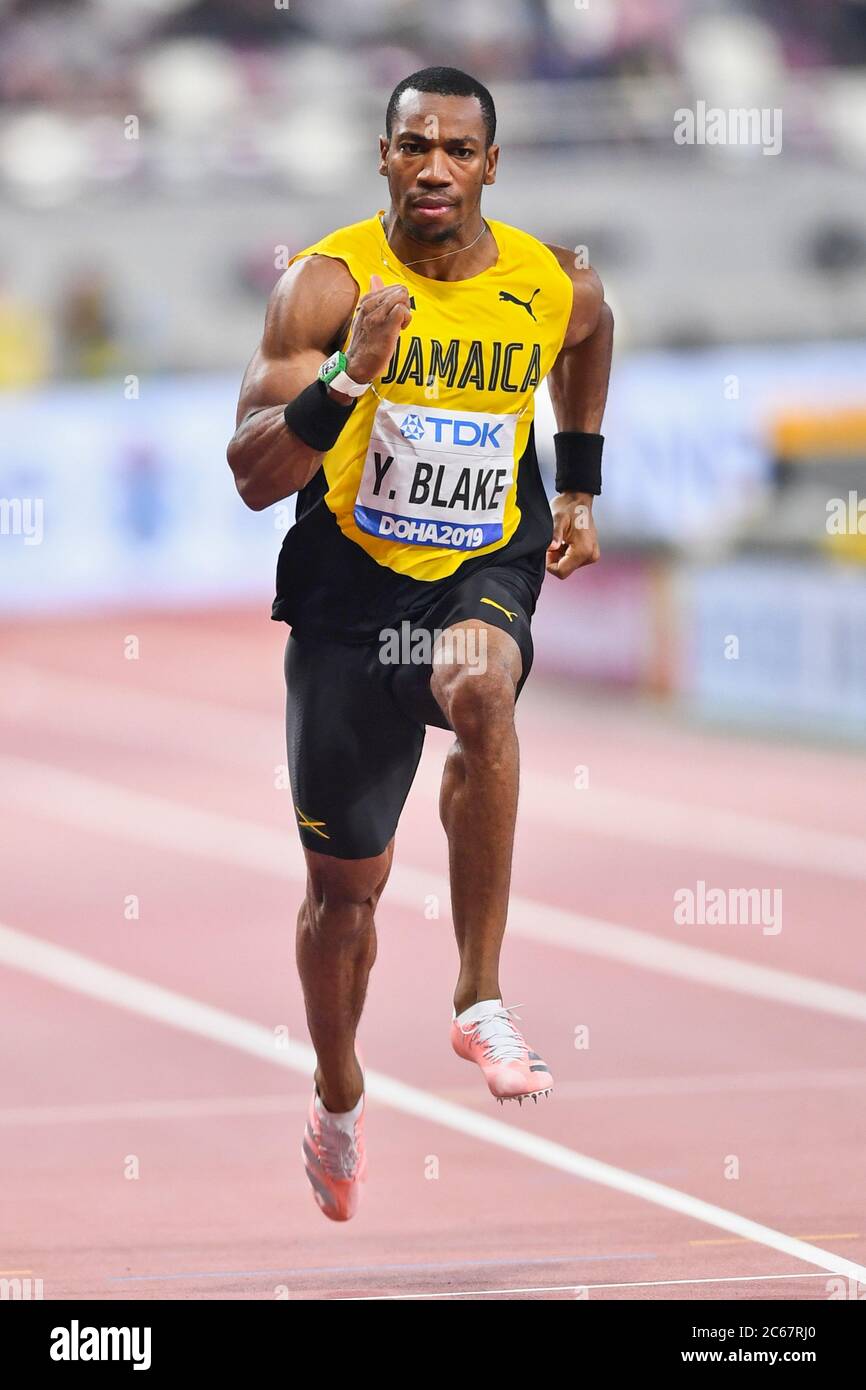 Yohan Blake (Jamaica). 100 Metres men, Semifinal. IAAF World Athletics Championships, Doha 2019 Stock Photo