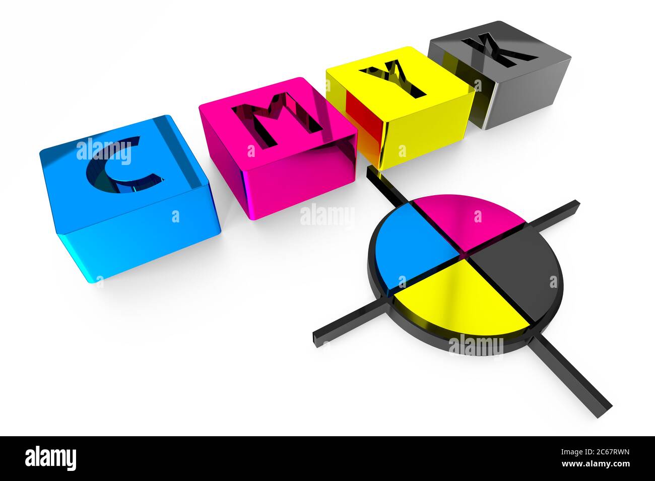 CMYK colors concept - cyan, magenta, yellow, black - 3D illustration ...