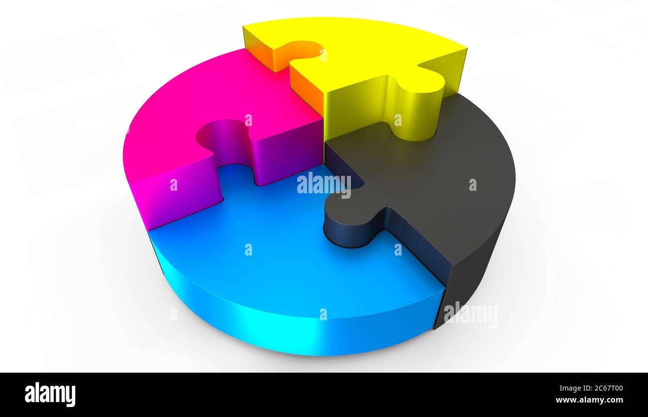 CMYK colors concept - cyan, magenta, yellow, black - 3D illustration ...