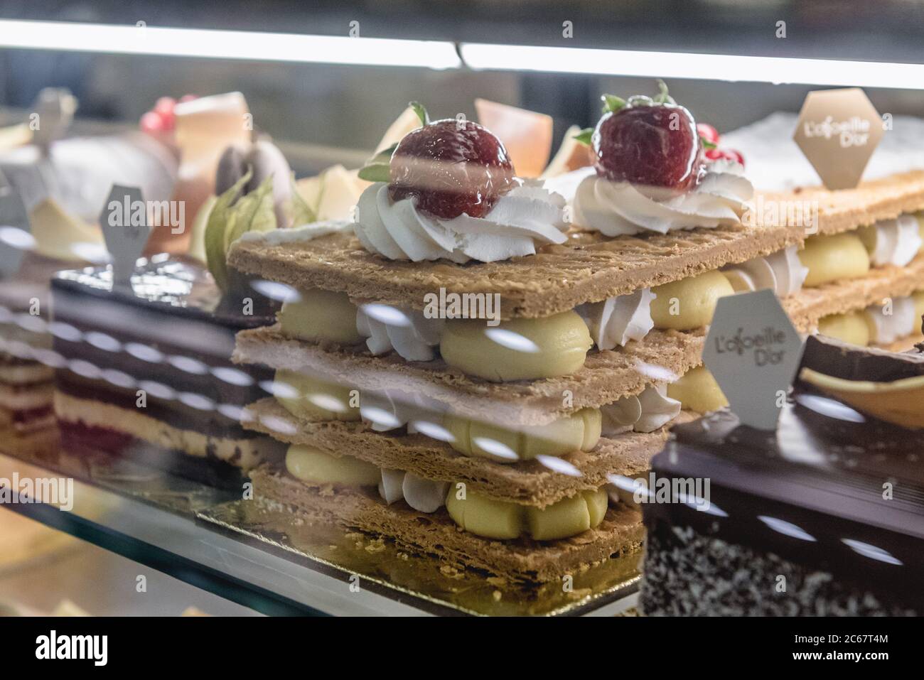 Desserts in L'abeille D'or patisserie in Zouq Mosbeh town, Lebanon