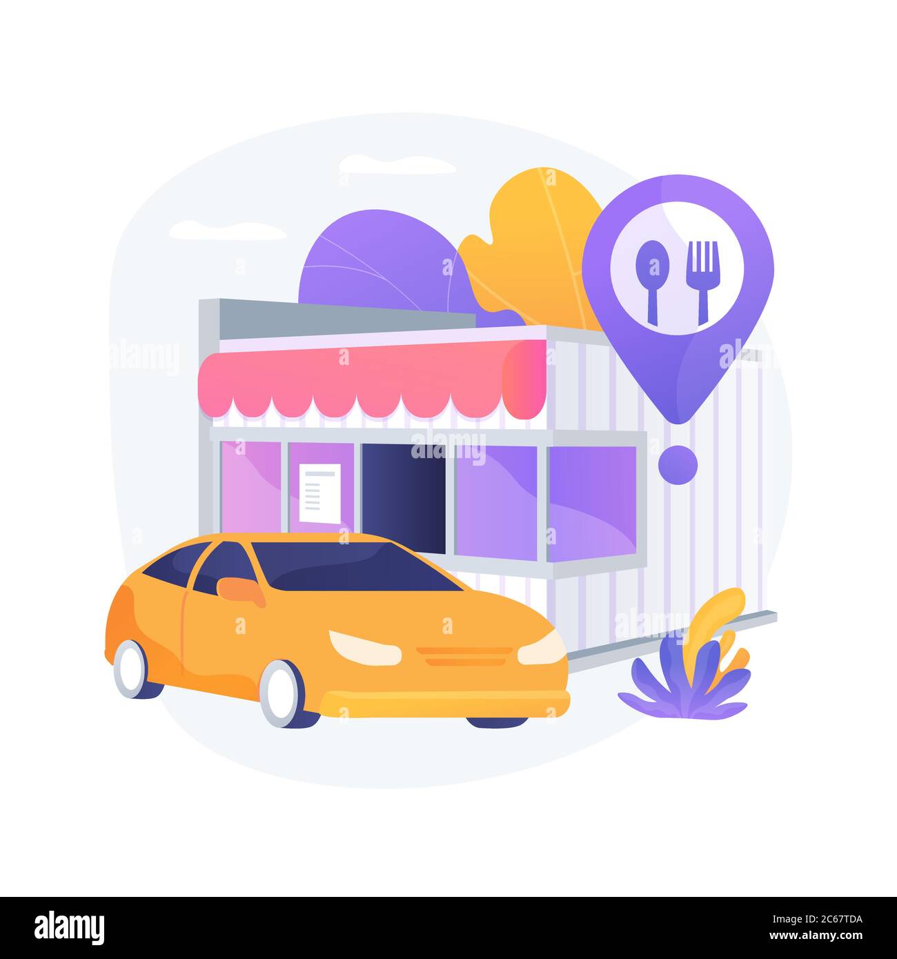 Drive-in restaurant abstract concept vector illustration. Stock Vector