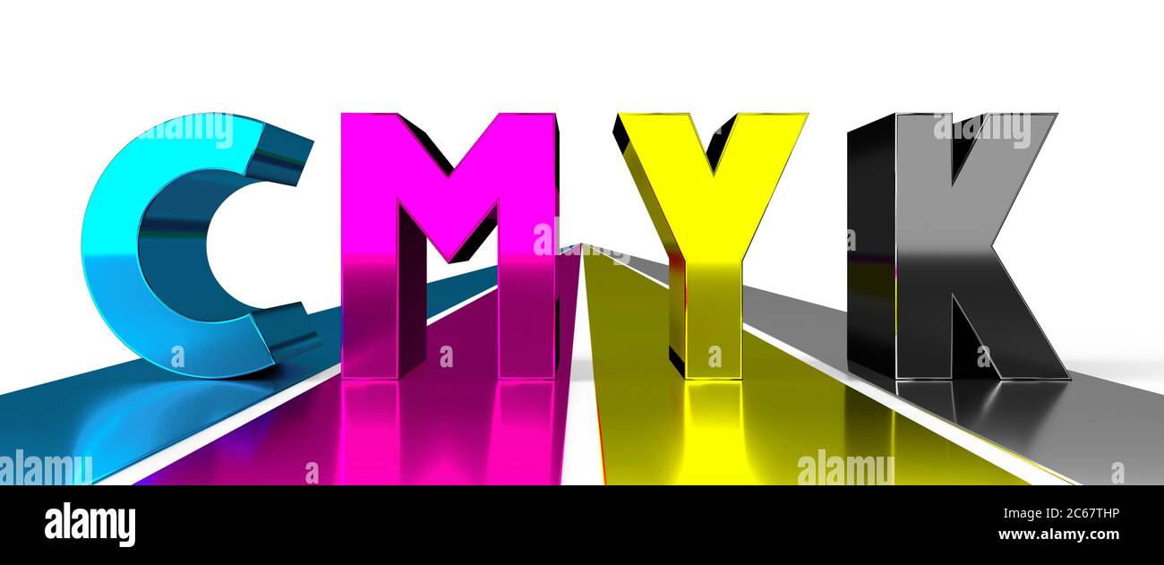 Typographical CMYK concept - cyan, magenta, yellow, black - 3D ...
