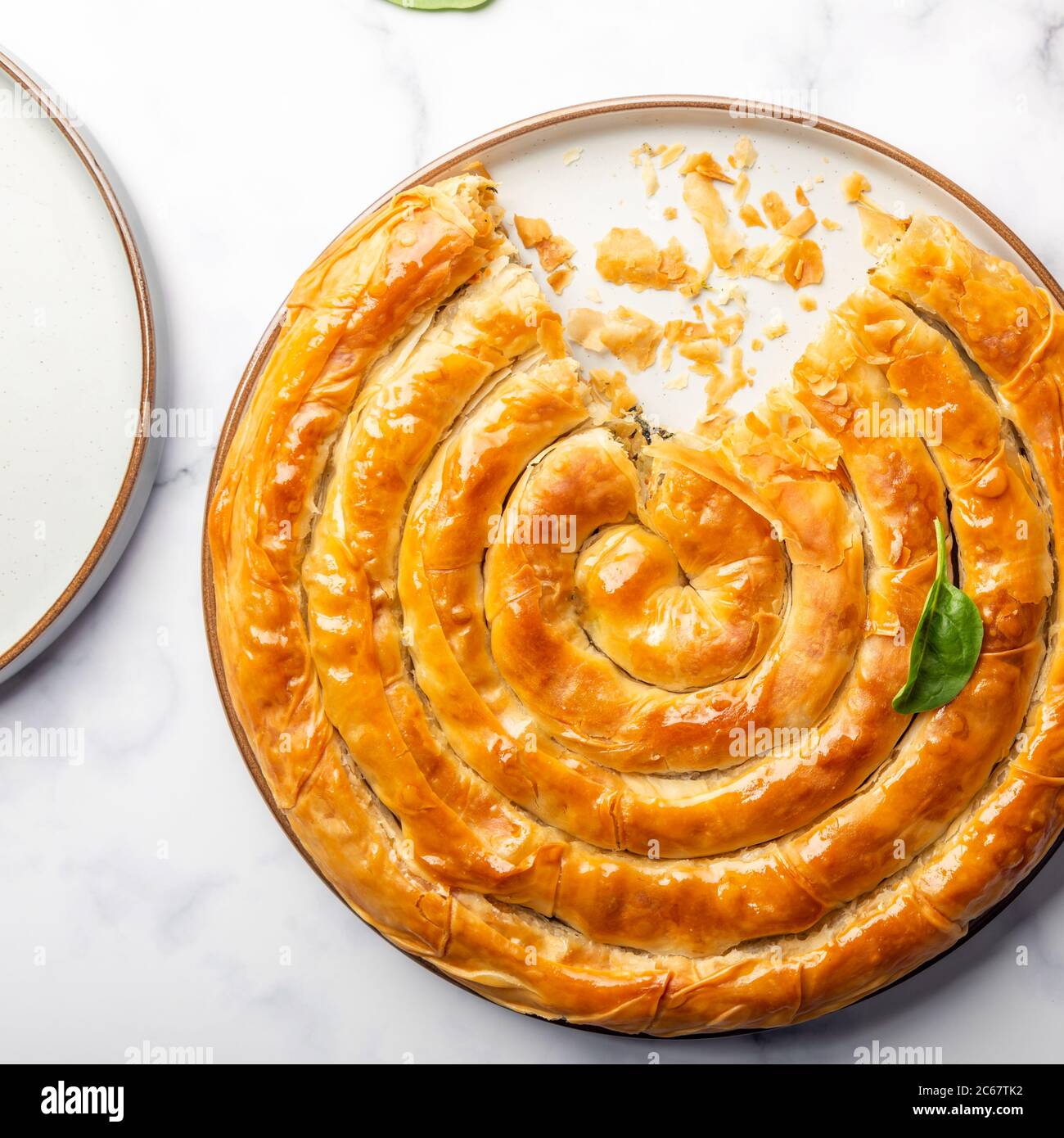 Filo Spinach and Feta Twist Pie Stock Photo - Alamy