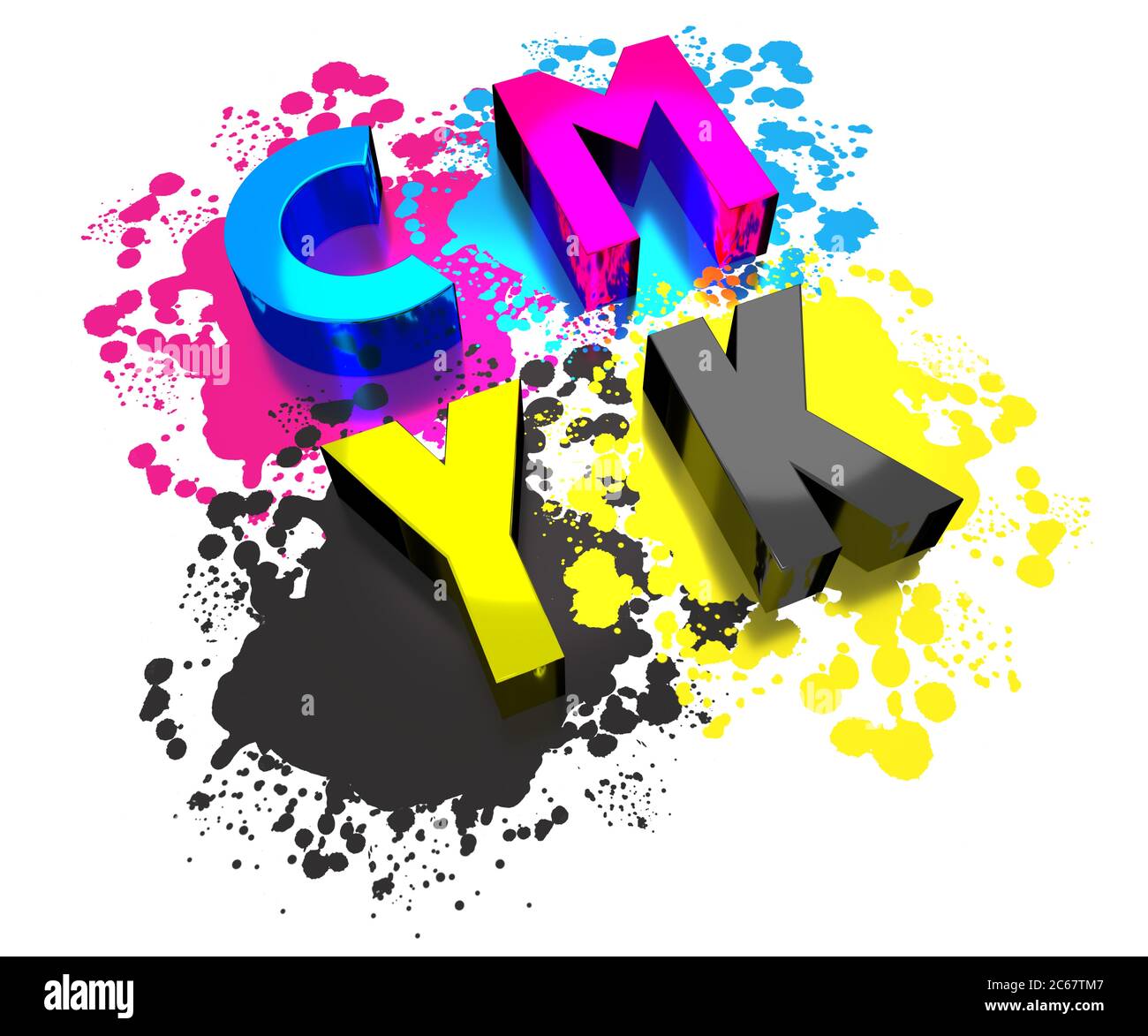Typographical CMYK concept - cyan, magenta, yellow, black - 3D ...
