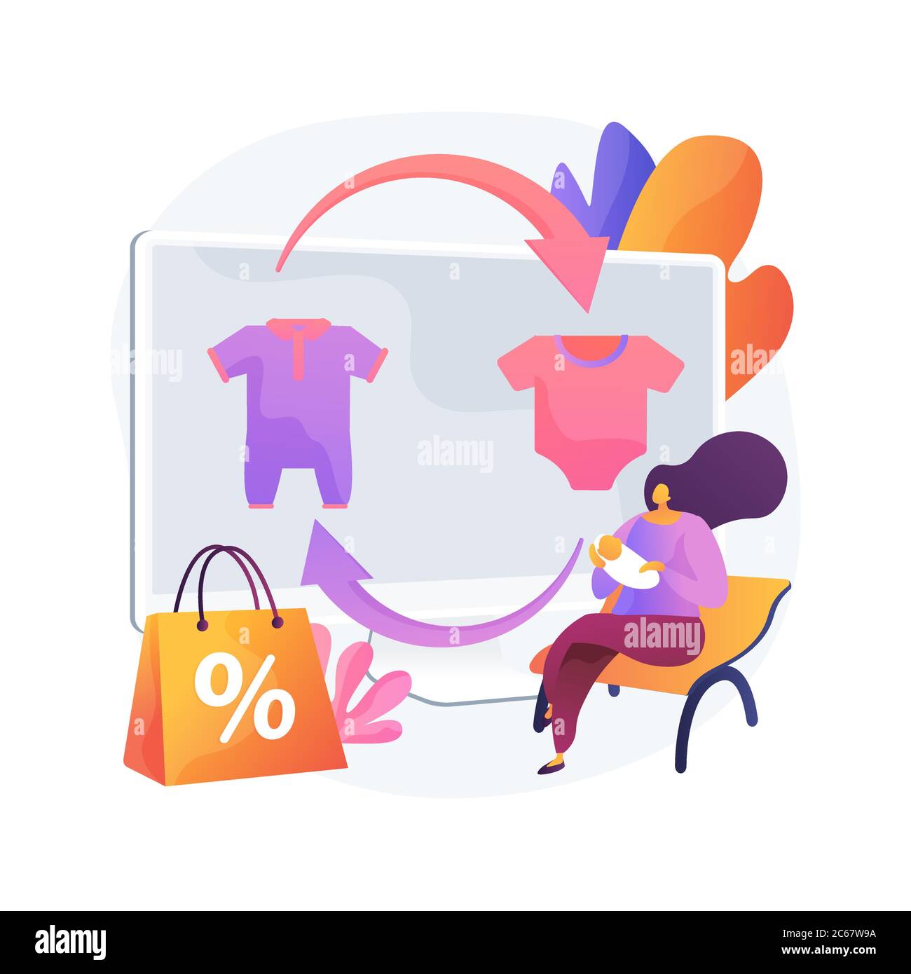 Baby clothes tradein abstract concept vector illustration Stock Vector