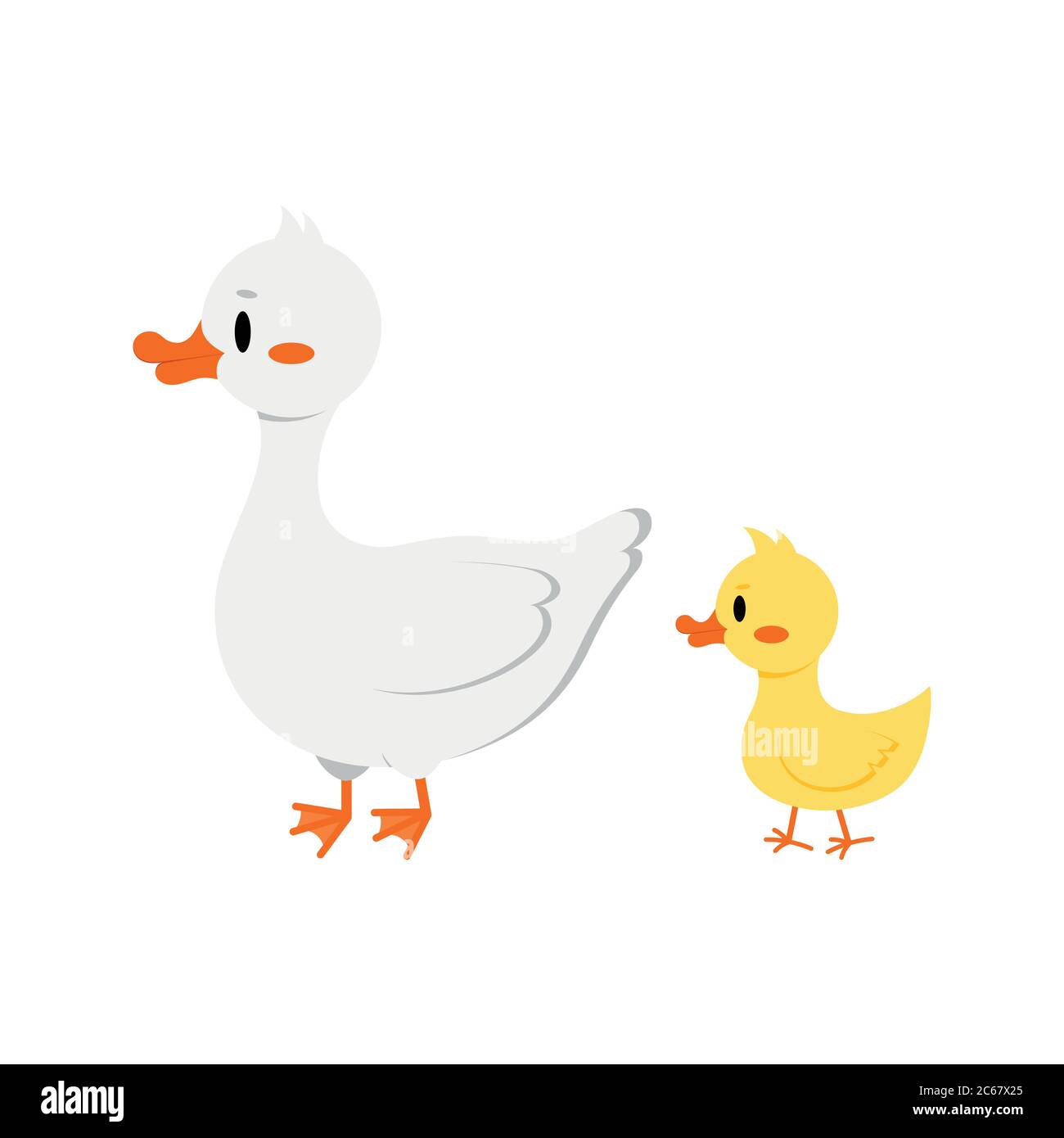 White goose with gosling icon isolated on white background Stock Vector