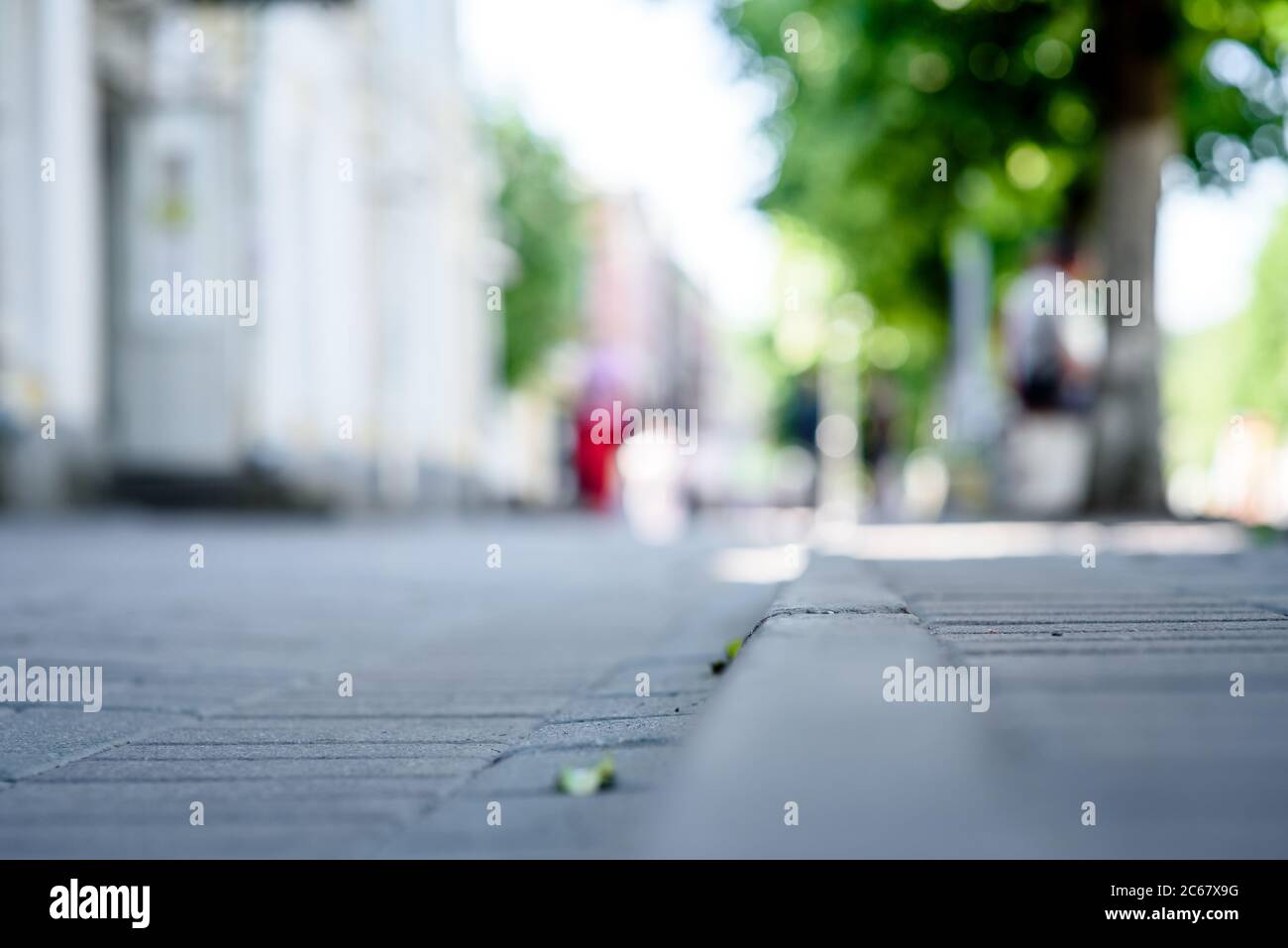 An empty square in the city is a soft focus. Stock Photo