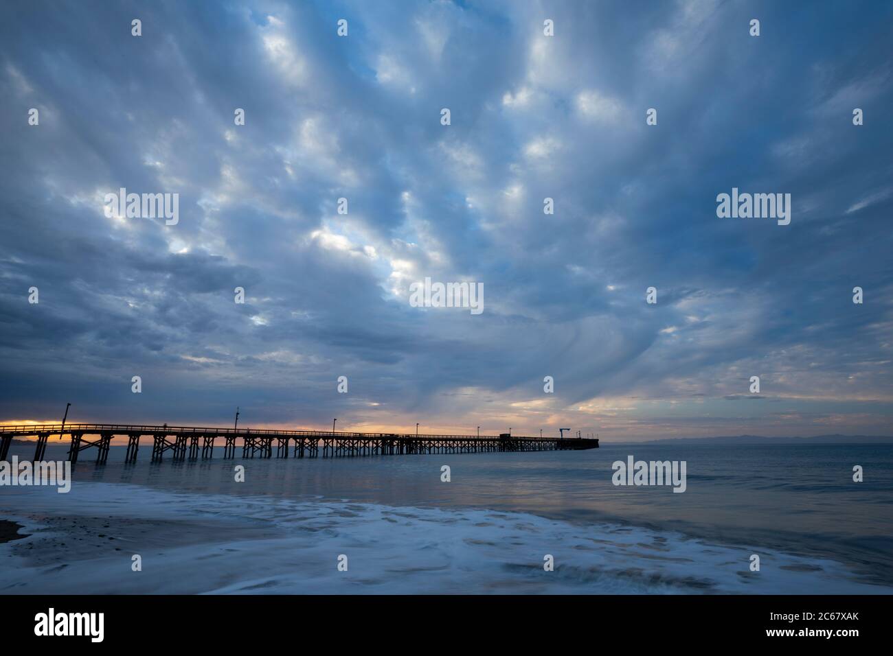 Goleta Beach Pier at sunset, California, USA Stock Photo - Alamy