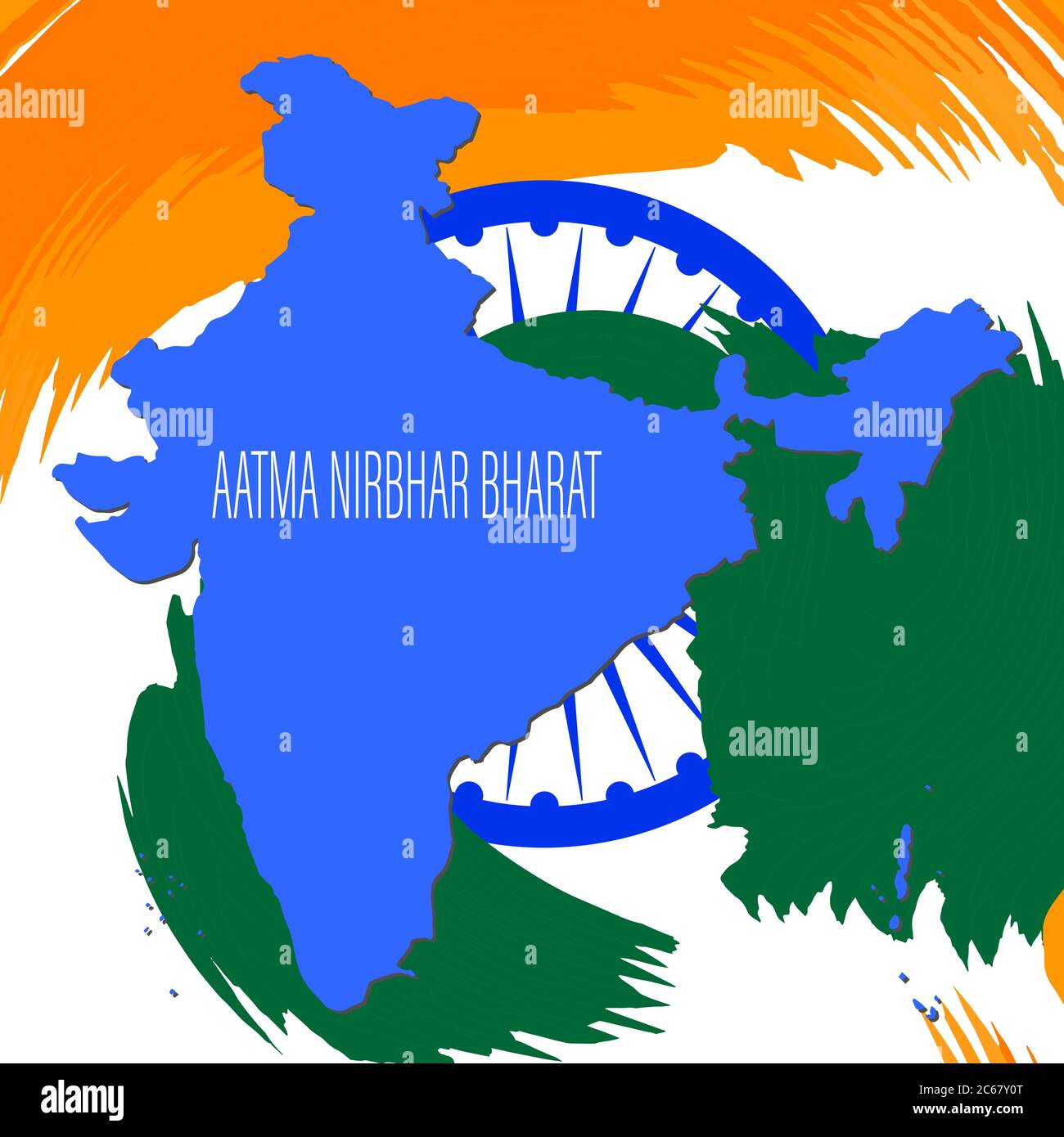 Aatma Nirbhar Bharat means Self reliant India showing Indian flag during coronavirus pandemic time. Stock Vector