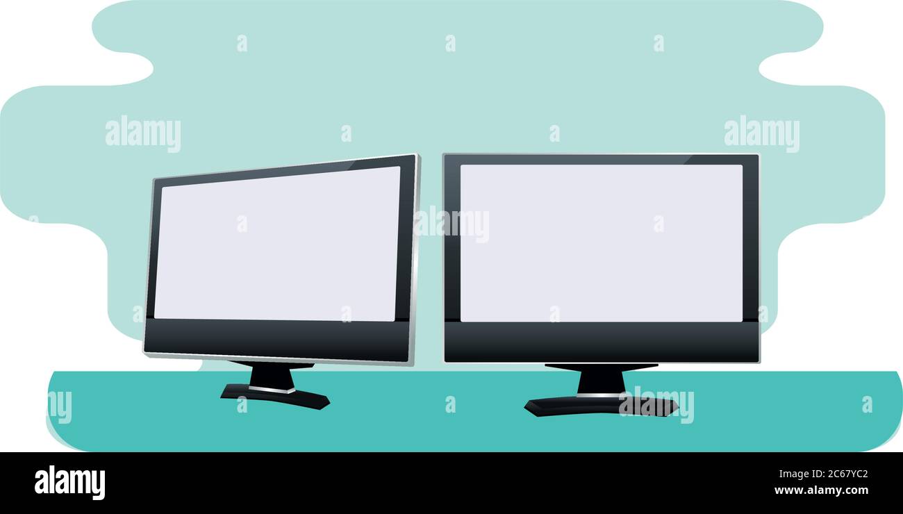 desktops computers monitors devices digital vector illustration design