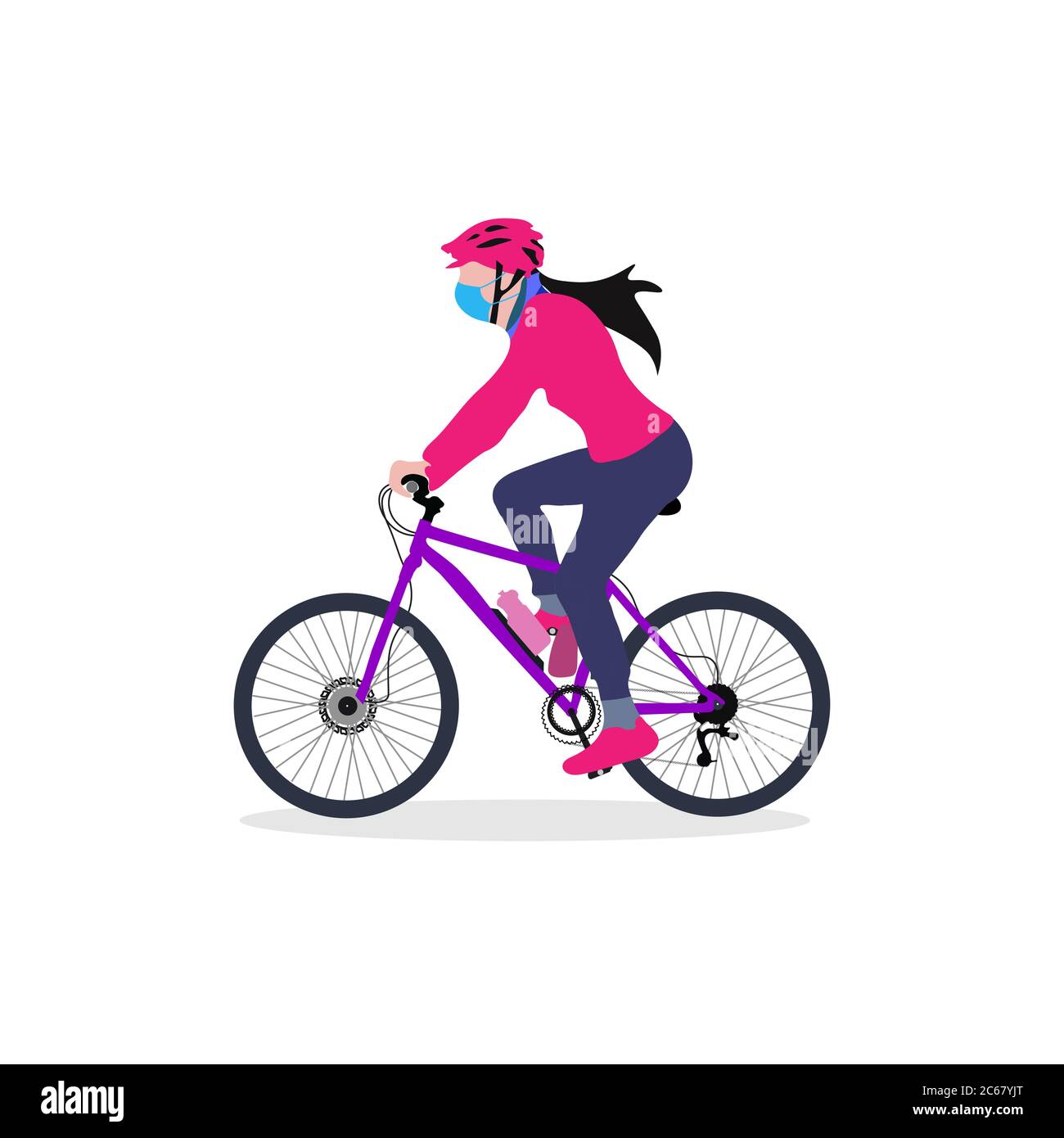 Download A Girl Wearing Mask And Gloves Riding Bicycle Vector Isolated Illustration Flag Design Stock Vector Image Art Alamy PSD Mockup Templates
