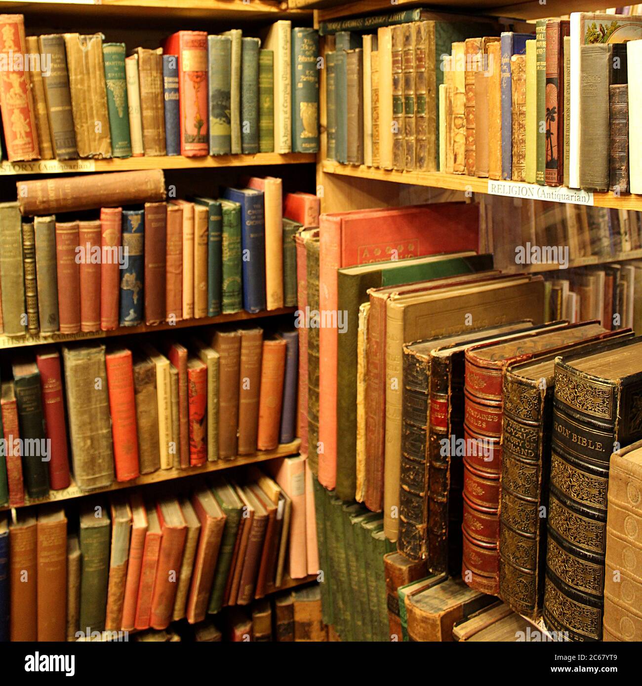 Secondhand and antiquarian book shop Armchair Books in Edinburgh's West  Port, book shelves with religious literature and old copy of The Holy Bible  Stock Photo - Alamy