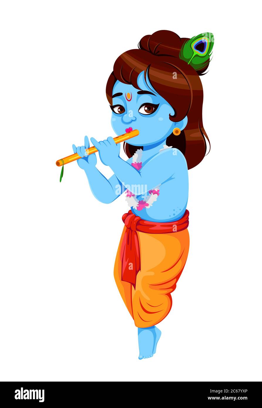 Happy Krishna Janmashtami. Lord Krishna with flute. Happy Janmashtami  festival of India. Vector illustration on white background Stock Vector  Image & Art - Alamy