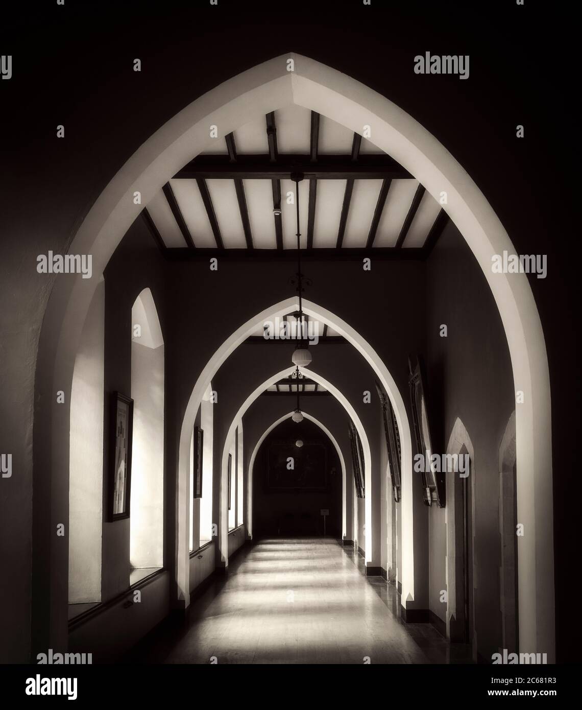 View of Arched Hallway at St.Patricks College in Maynooth, Maynooth, County Kildare, Ireland Stock Photo