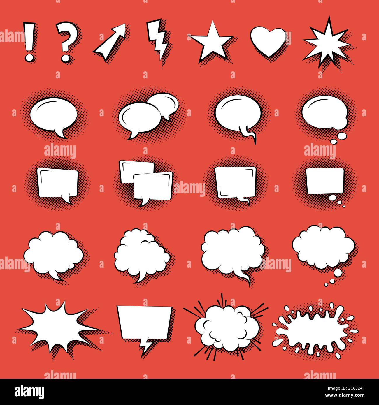 Speak Bubble icons flat vector illustration on red background Stock Vector