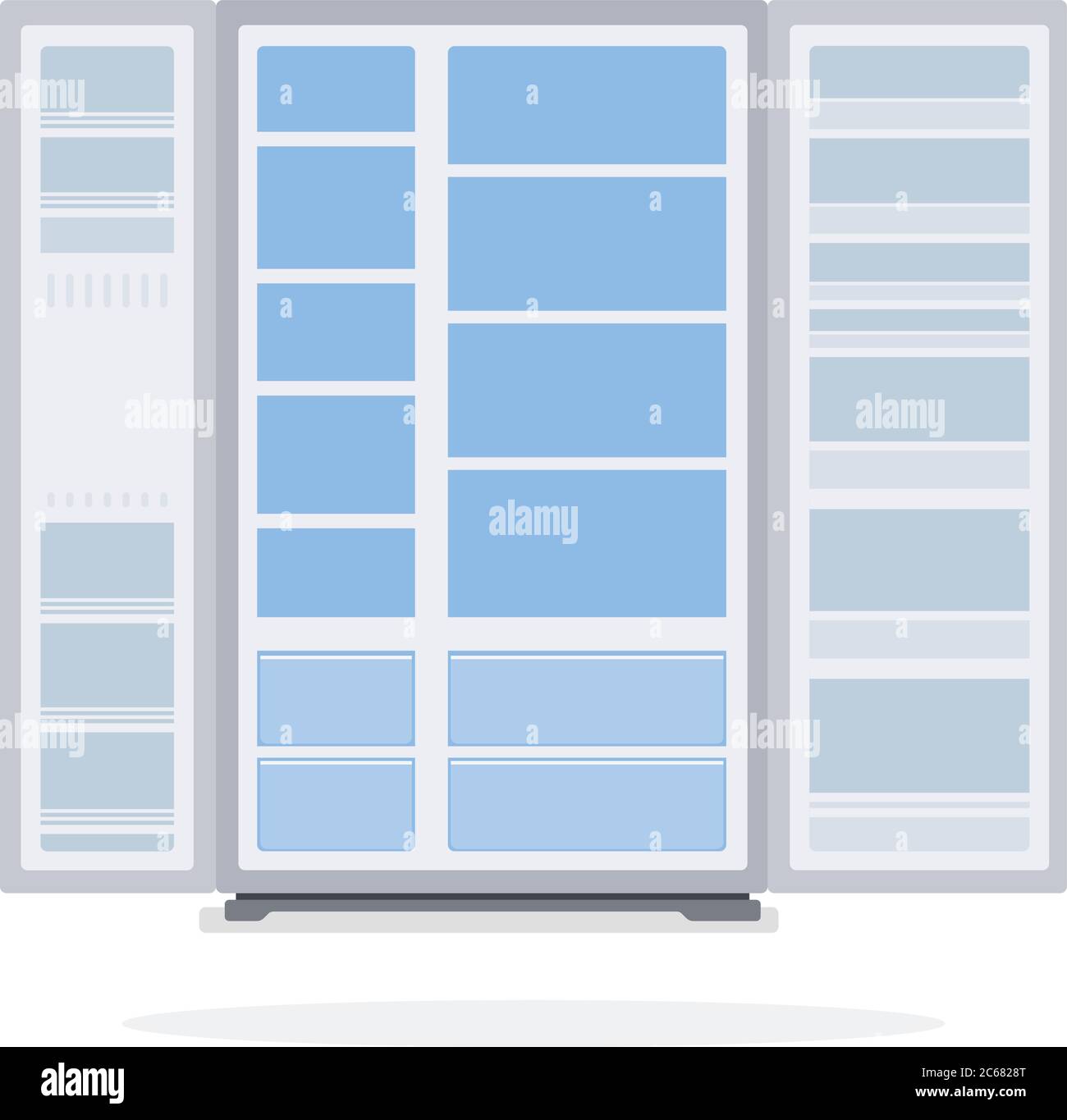 Open empty fridge flat isolated Stock Vector