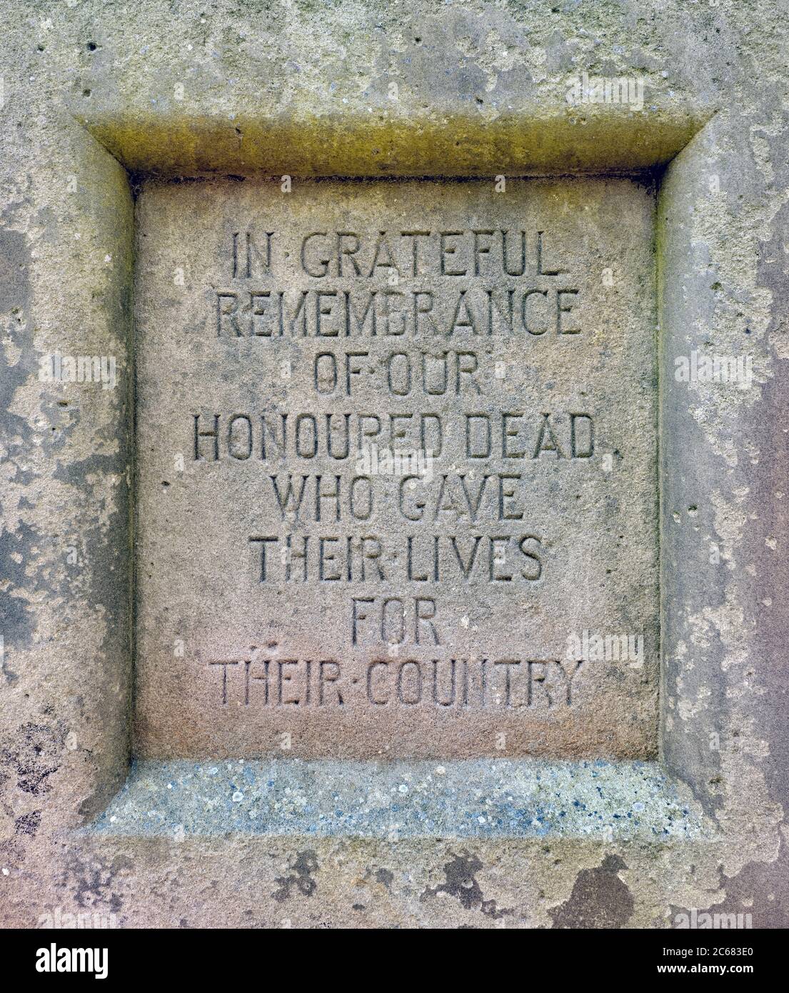 A detail of the War Memorial in the village of Stenton, East Lothian, Scotland, UK. Stock Photo