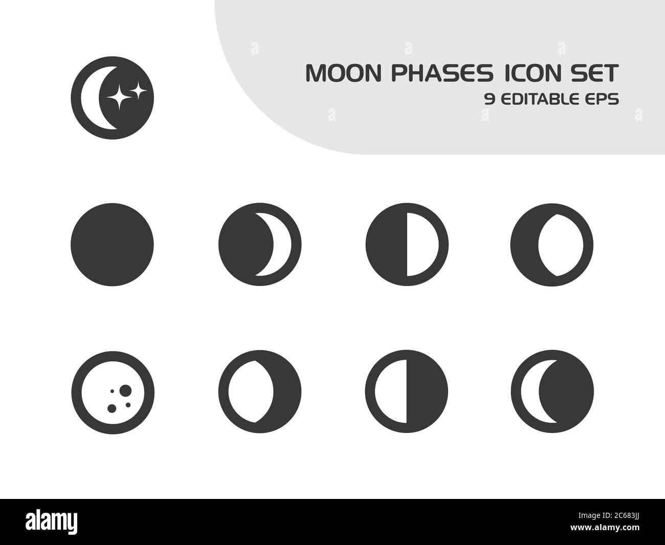 Moon phases. Isolated icon set. Weather and map vector illustration Stock Vector